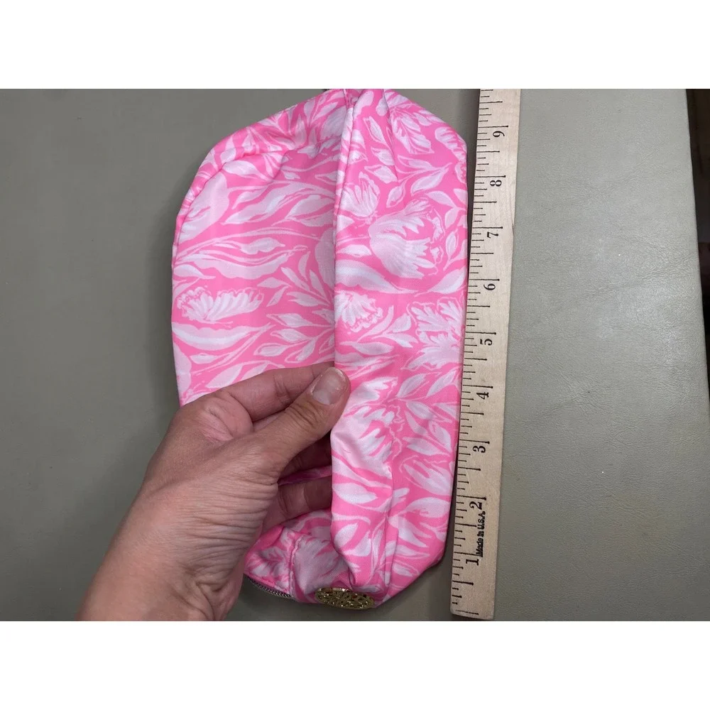 Lilly Pulitzer Pink White Floral Makeup Bag Cosmetic Travel Pouch Vacation